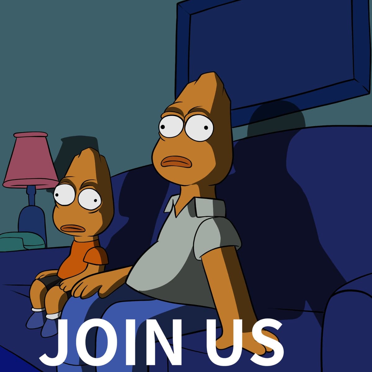 Cartoon Characters Watching TV