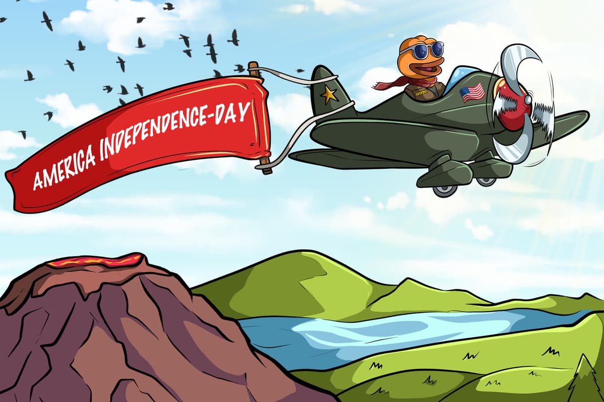 Cartoon Plane Celebrating Independence Day